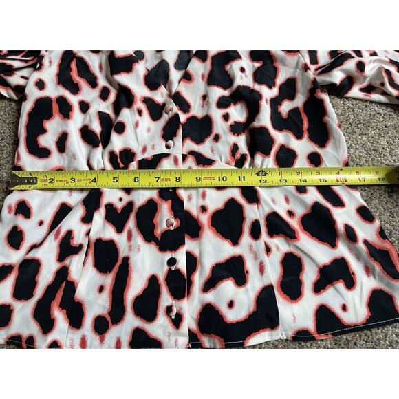 RIVER ISLAND Bright Pink Leopard Print Blouse Button Down Size US 10 UK 14 - Picture 7 of 8